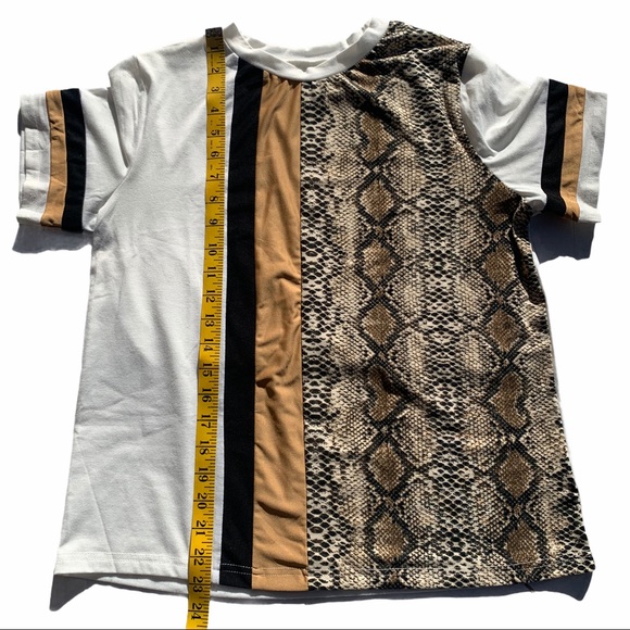 Floerns Snakeskin Print Short Sleeve Color Block - Picture 4 of 5
